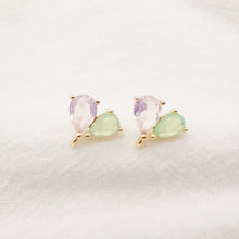 Cargar imagen en el visor de la galería, 10 pendientes de corazón cúbico, delicados pendientes de botón de latón chapado en oro de 14 quilates con aro, pasador de plata S925, pasador de oreja, accesorio para pendientes Z057