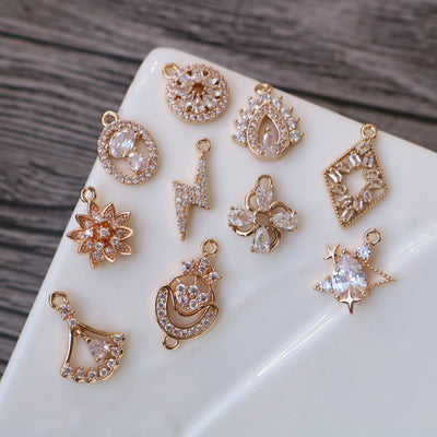 CZ Pave Rhomboid Shape Charm, Cubic Zircon Crystal Rhomboid Connector, CZ Earring Charms, Jewelry Finding HL007-F005