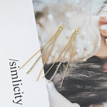 Load image into Gallery viewer, 10pcs Gold Beads Chain Tassel Pendant, Rhinestone Chain Charm, Cubic Zirconia, 18K Gold Plated Earring Chain Pendant, Earring Findings ZX088