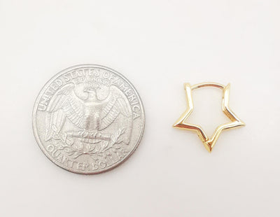 10pcs Gold Star Shape Ear Hoops, 16x15mm, 18K Gold Plated Leverback Earrings, Star Huggie Hoops Earring S1062