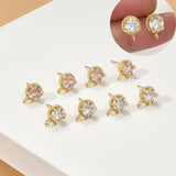 Round Pave Butterfly CZ Earring Post, S925 Silver Pin, 14K Gold/Silver Plated, Nickel Free Earrings, LL150