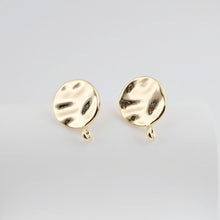 Load image into Gallery viewer, 18K Gold Round Textured Post With Loop, S925 Silver Pin, Round Stud Earring Nickel Free, 13.5mm, Hypoallergenic Earring Findings ZX253