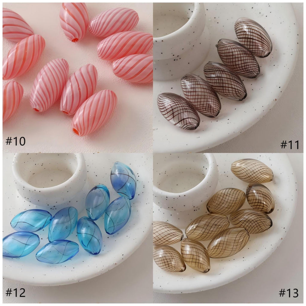 Colourful Patterned Glass Bubble Beads, Oval Openwork Glass Beads, Hand Blown Hollow Globes for Jewelry Making, DIY Beads Finding GZ778