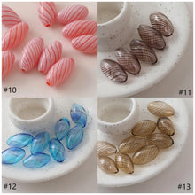 Load image into Gallery viewer, Colourful Patterned Glass Bubble Beads, Oval Openwork Glass Beads, Hand Blown Hollow Globes for Jewelry Making, DIY Beads Finding GZ778