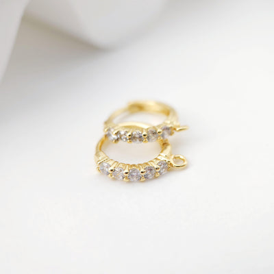 Cubic Zirconia Ear Hoops Multicolor Pave Crystal, 15*13.7mm, 18K Gold Plated Leverback Earrings, Huggie Hoops Earring D0213