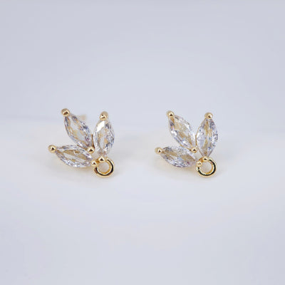 أقراط على شكل ورقة من الزركونيا المكعبة، دعامة مطلية بالذهب مع حلقة، مضادة للحساسية، أدوات يدوية الصنع للعثور على الأقراط، لوازم صنع الأقراط بنفسك D0030