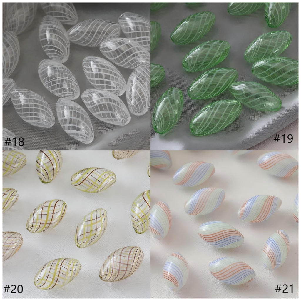 Colourful Patterned Glass Bubble Beads, Oval Openwork Glass Beads, Hand Blown Hollow Globes for Jewelry Making, DIY Beads Finding GZ778