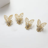 Engarce de colgante de abeja, chapado en oro y plata de 14 k, engarce de cola para joyería, monturas de perla semiperforadas GZ233