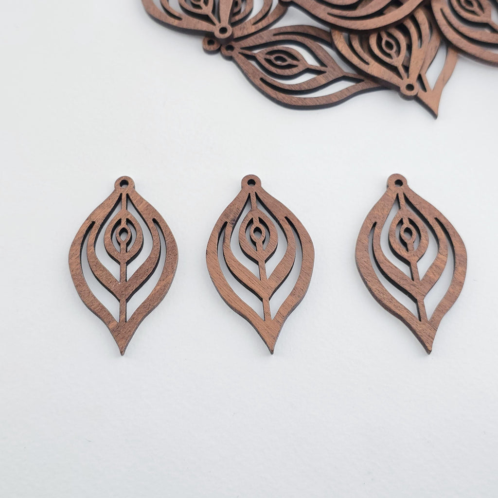 Leaf Shape Geometric Shape Wood Charms, Wooden Pendant, Reclaimed Walnut Wood, Geometric Statement Wood Earrings Diy Ideas JT1017