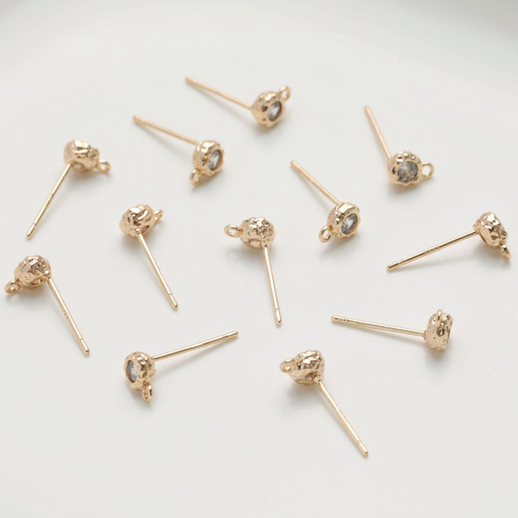 قرط دائري مطروق، دبوس من الفضة الاسترلينية 925، مرصع بأحجار الزركونيا المكعبة، أقراط خالية من النيكل، قرط أذن دائري غير منتظم الشكل مع حلقة JG074