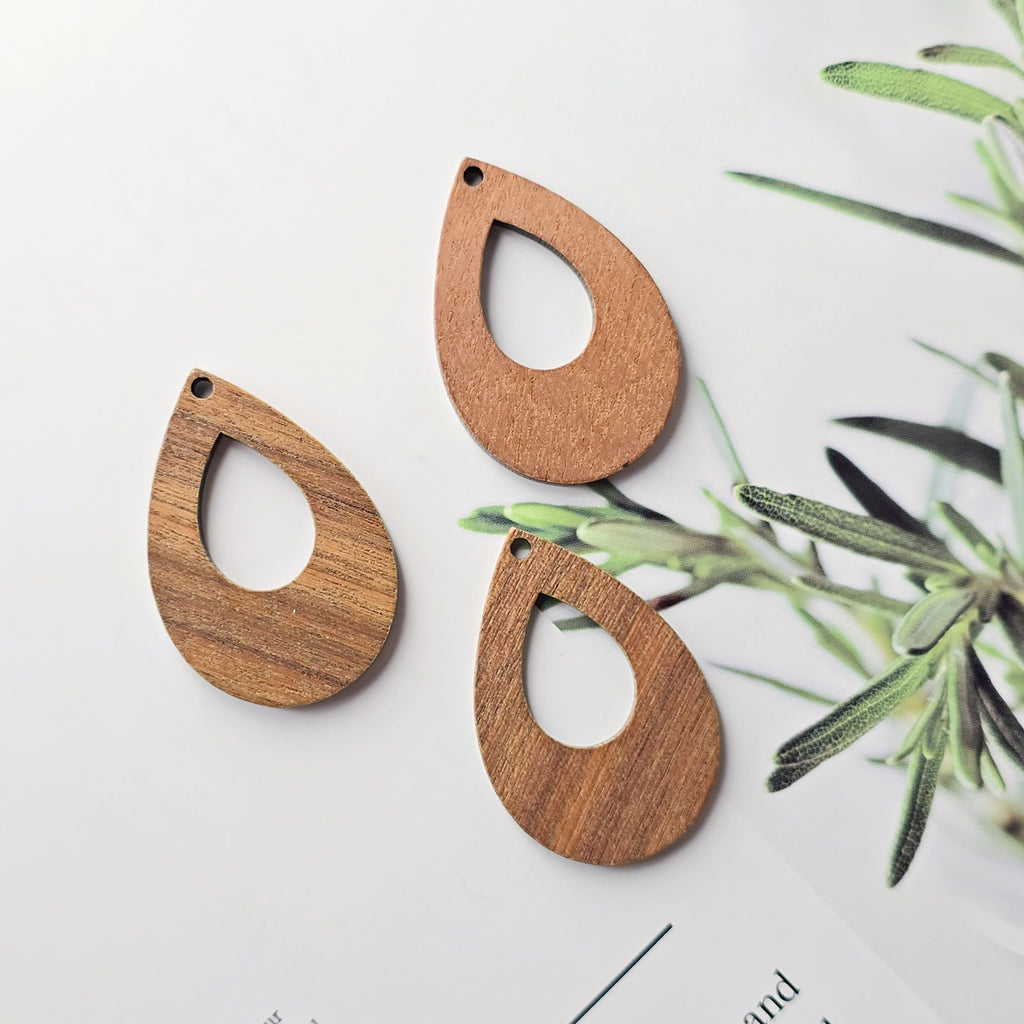 Teardrop Wood Charms, Drop Wooden Pendant, Reclaimed Walnut Wood, Geometric Statement Wood Earrings Diy Ideas JT958