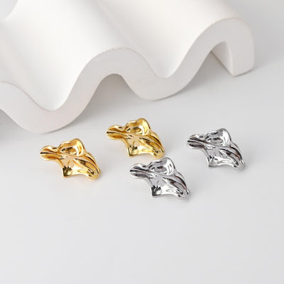 Irregular Earrings Post With Loop, 18K Gold Plated, Nickel Free, S925 Silver Pin, Ear Stud Hypoallergenic Earring Findings D0485