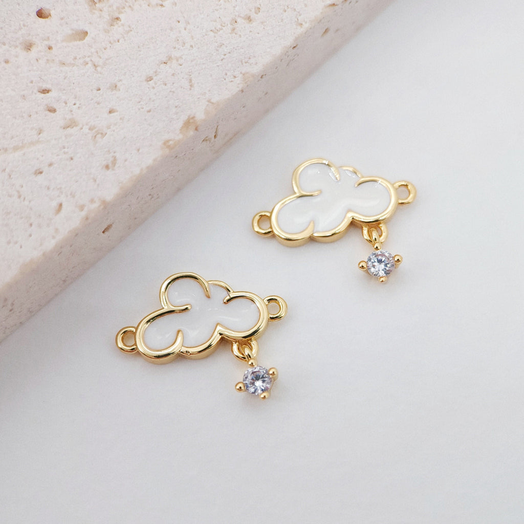 Dainty Cloud Starfish Connector, Enemal Micro CZ Pave Clouds Pendant, 18K Gold Plated, Bracelet Making Charm, Jewelry Findings S190