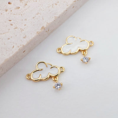 Dainty Cloud Starfish Connector, Enemal Micro CZ Pave Clouds Pendant, 18K Gold Plated, Bracelet Making Charm, Jewelry Findings S190