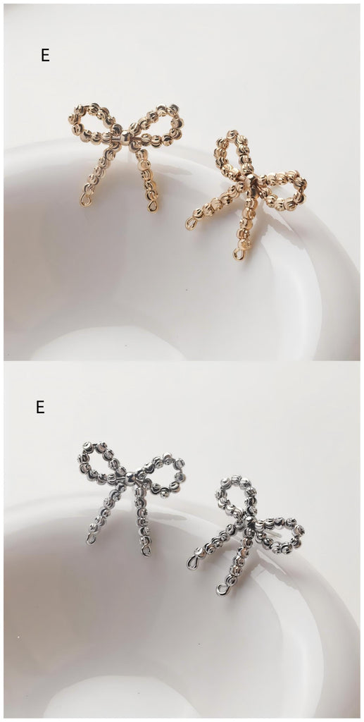 Bow Earrings Collection, Bow Tie Earring Post with Loop, 14K Gold/Silve Plated, S925 Silver Pin Nickel Free Earrings GZ724