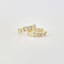 Load image into Gallery viewer, Cubic Pave Ear Hoops, 18.6mm 18K Gold Plated Leverback Earrings, Huggie Hoops Earring Finding with Loops S20657