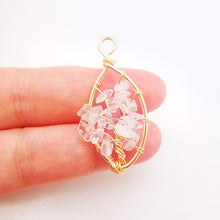 Load image into Gallery viewer, Handmade Rubble Crystal Charm, Tree of Life Pendant, Clear/Purple, Bracelet Necklace Pendant, Gold Plated Glass Charm, Jewelry Findings L007
