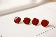 Cargar imagen en el visor de la galería, Poste cuadrado de esmalte, broche de plata S925, pendientes de oro de 14 quilates sin níquel, 15 mm, forma irregular con aro BB082