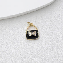 Cargar imagen en el visor de la galería, Colgante para bolso con pavé de circonitas cúbicas, bonitos dijes esmaltados para bolso, dijes chapados en oro de 18 quilates, fabricación de pulseras y collares, accesorios de joyería S1374