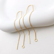 Load image into Gallery viewer, 10 Pairs- 14K Gold Plated Ear Threader, 60mm Threader Earrings, 0.6x0.8mm Flat Chain Wire, Chain Earrings, Z088
