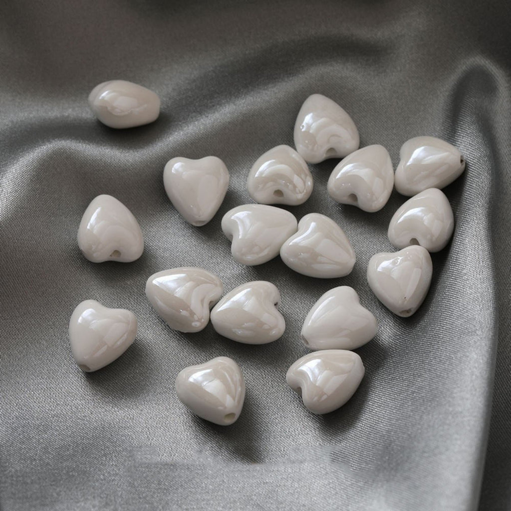 5pcs Heart Ceramic Beads, 14mm, Loose Ceramic Beads for Jewelry Making, Bracelet DIY Beads Finding GZ429