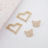 Cubic Heart Butterfly Connector Charms, 18K Gold Bracelet Necklace Making Connectors, Micro CZ Pave Charms,  Jewelry Findings S013