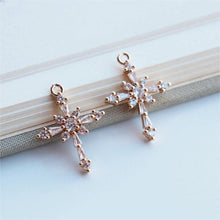Load image into Gallery viewer, 5pcs Cross Charms, CZ Pave Cross Pendant, 14K Gold Plated, Necklace Making Charms, Jewelry Findings JY041-F025
