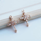 5pcs Cross Charms, CZ Pave Cross Pendant, 14K Gold Plated, Necklace Making Charms, Jewelry Findings JY041-F025