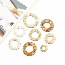 Load image into Gallery viewer, Rattan Weaving Round-shaped Earring Findings, Boho earring making, Vacation Style Hawaii Handmade Earring Finding BS011