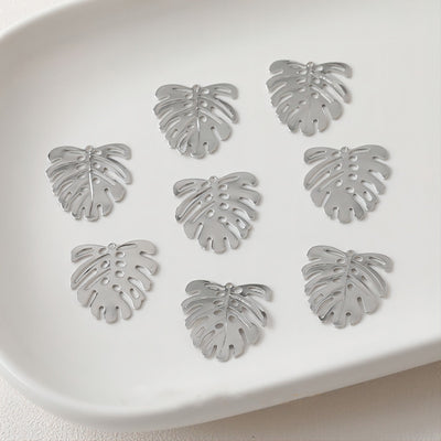 10PCS Gold Leaves Charms, 14K Gold/Silver Plated, Tortoise Shell Leaf Pendant, Necklace Charms, Jewelry Findings JH025