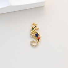 Load image into Gallery viewer, Seahorse Charms, 18K Gold Plated Cubic Micro CZ Pave Charms, Seahorse Pendant for Necklace Jewelry Findings S20739