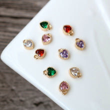 تحميل الصورة إلى عارض المعرض، 10 قطع من دلايات القلب الصغيرة، دلاية قلب مكعب، قلادة حب مرصعة بأحجار الزركونيا المكعبة مطلية بالذهب عيار 18 قيراطًا، قلادات لصنع القلائد، قطع مجوهرات HL124-F088