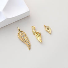 Load image into Gallery viewer, Wings Pendant, 18K Gold Plated, CZ Pave, Angel Wings Pendant, Necklace Making Charm, Jewelry Findings S1315