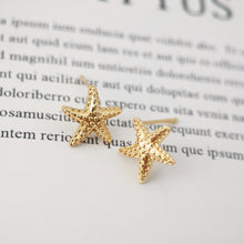 Load image into Gallery viewer, 10pcs Gold Starfish Earring Post, S925 Silver Pin Nickel Free Earrings, Starfish Shape Ear Stud with Loop, Z099