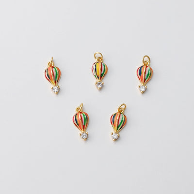 Hot Air Balloon Charm, Enamel Charm, 18K Gold Plated Pendant, Necklace Making Charm, Jewelry Findings S1096
