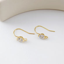 Load image into Gallery viewer, 18K Gold Plated Ear Wires, Round Cubic Pave Earring Hooks, Nickel Free, Fish Hooks, Ear Wires for Jewelry Making D0171