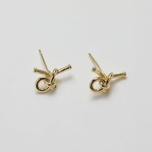Load image into Gallery viewer, Gold Knot Earring Post With Loop, S925 Silver Ear Pin, Nickel Free Earrings, 18K Ear Stud Loop, Tie The Knot Earring Findings GZ253
