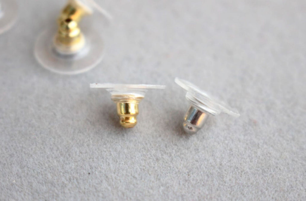 100PCS Ear Flat Backs, Gold Plated Earring Backs, Rubber Earring Stoppers, Wholesale Earring Findings GZ223-ZX7005