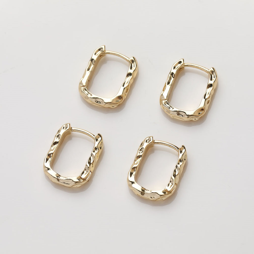 U Shape Earring Hoop, Hammered Huggie Hoops Earring Finding, Ear Hoops, 14*17.7mm, hoop earrings GT060