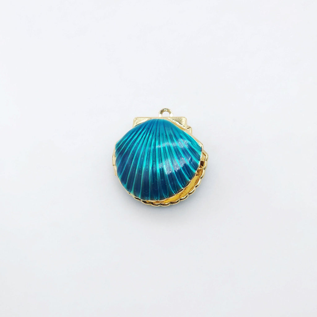 Enamel SeaShell Locket Charms, 18K Gold Plated, Shell Pendant, Beach Charm, Necklace Making Charms, Jewelry Findings S20514