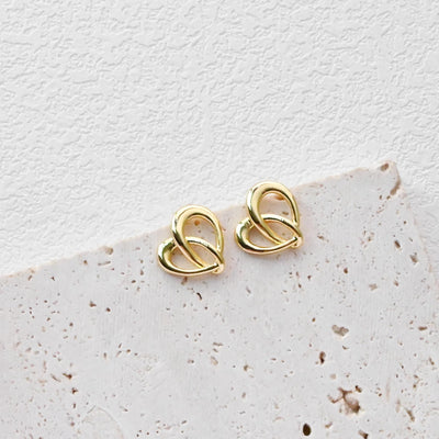 قرط على شكل قلب غير منتظم، ذهب/فضة عيار 18 قيراط، قرط من الفضة الإسترليني S925 خالٍ من النيكل، قرط على شكل قلب D0363