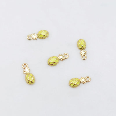 Tiny Pineapple Charms, 9.5x4mm, 18K Gold Plated, Enamel Charms, Fruit Pendant,  Necklace charms, Jewelry Findings S20493