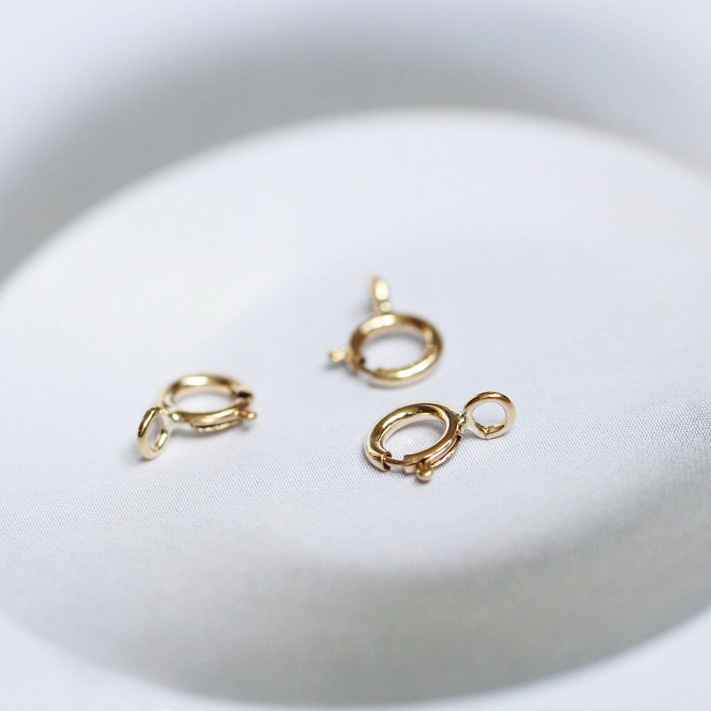 10PCS- 14K Gold Filled Spring Clasp, 5mm/5.5mm/6mm, Open Spring Clasp, Closed Spring Clasp, Necklace Clasp with Loops B009