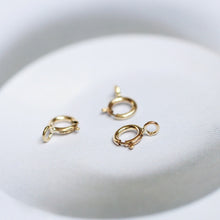 Load image into Gallery viewer, 10PCS- 14K Gold Filled Spring Clasp, 5mm/5.5mm/6mm, Open Spring Clasp, Closed Spring Clasp, Necklace Clasp with Loops B009