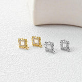 Pendientes con pasador de diamante y aro, pavé de circonitas cúbicas, oro de 18 quilates, pasador de plata S925 sin níquel, accesorios hipoalergénicos D0423