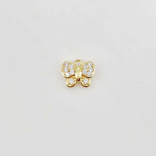 Load image into Gallery viewer, Flowers and Insects Charm, Butterfly, Bee, Four Leaf Clover, 18K Gold Plated, Cubic Pave Charm, Necklace Jewelry Finding S20643