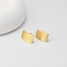 Load image into Gallery viewer, Rectangular Brushed Earrings Post With Loop, 18K Gold Plated, Nickel Free, S925 Silver Pin, Ear Stud Hypoallergenic Earring Findings D0455