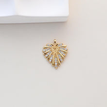 Cargar imagen en el visor de la galería, Dijes de corazón cúbico, dijes de amor con pavé de circonitas cúbicas bañados en oro de 18 quilates, colgantes para hacer pulseras y collares, accesorios de joyería S1325