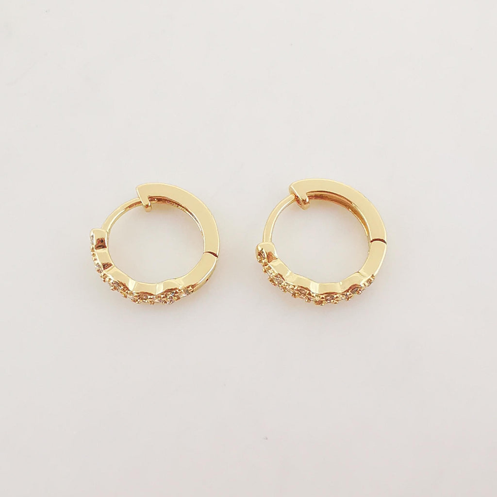 Multicolor CZ Pave Ear Hoops, 13.5mm, 5 colours you choose, 18K Gold Plated Leverback Earrings, Huggie Hoops Earring S20268