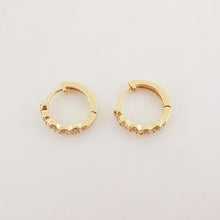 Load image into Gallery viewer, Multicolor CZ Pave Ear Hoops, 13.5mm, 5 colours you choose, 18K Gold Plated Leverback Earrings, Huggie Hoops Earring S20268